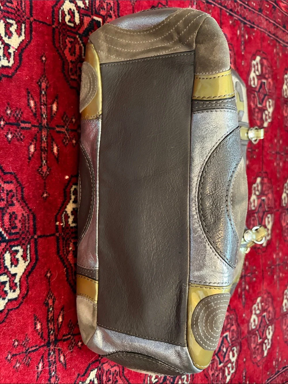 Coach Y2K vintage metallic/suede MultiPatchwork signature C ALL Leather Tote